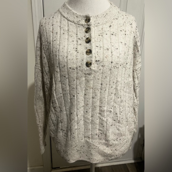 Madewell Donegal Bowden Henley Wool Blend Sweater Coziest Yarn Womens Sz Large - Picture 3 of 14